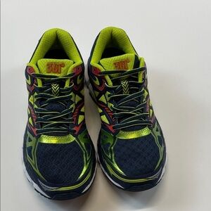 361 Degrees Blue Neon Green Running Shoes Cushioned Mesh Sneakers Size 6.5